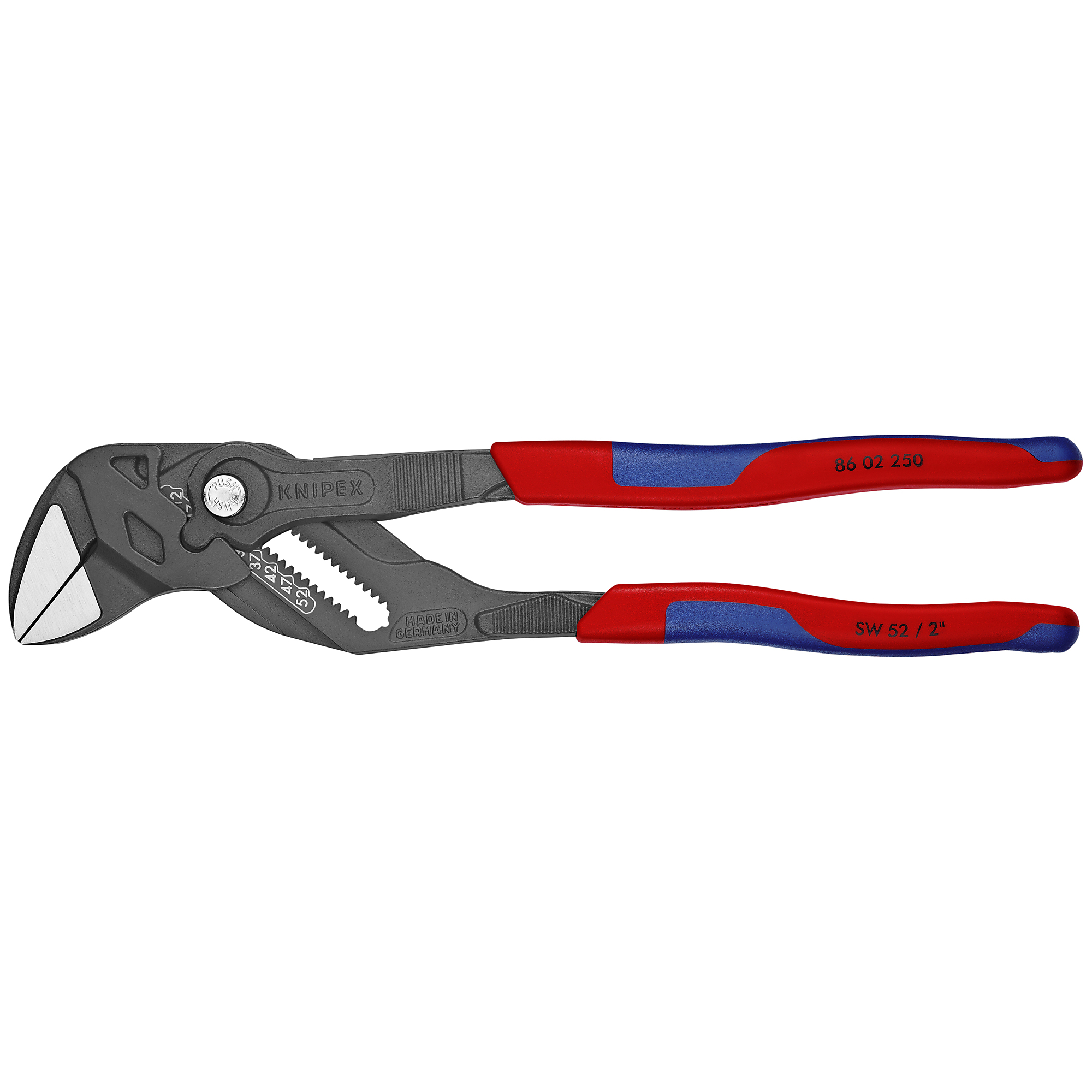KNIPEX Pliers Wrench - 10in., Slim Comfort Grip, Chrome Vanadium, 2in. Jaw Capacity, Model# 86 02 250